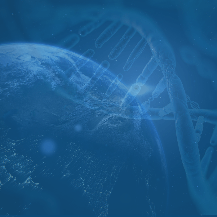 Image du monde avec un brin d'ADN superposé